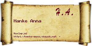 Hanke Anna névjegykártya